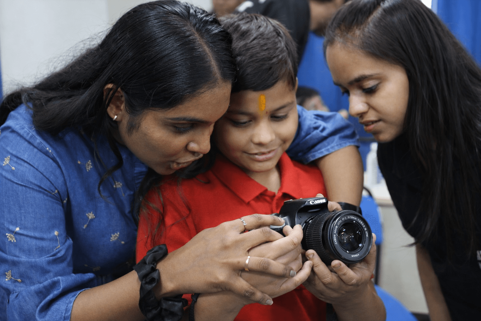 Child engaged in creative learning activity